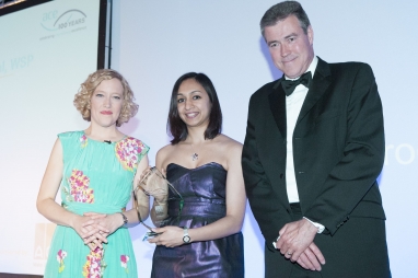 WSP's Roma Agrawal with ACO Technologies managing director Richard Hill and Channel 4's Cathy Newman